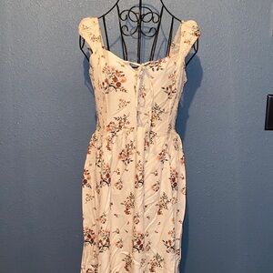 Floral Tie-Front Cream Sundress